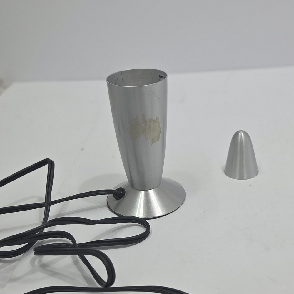 Retro Lava Lamp Base Cap Cone Silver Chrome Metal Light Replacement Part 6122